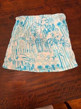 Lilly Pulitzer White and Blue Tropical Print Strapless Crop Top